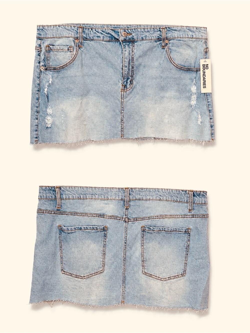 NEW Light Blue Denim Raw Hem Skirt Size 20